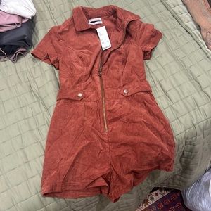 NWT Urban Outfitters Women's Orange and Brown Playsuit-romper